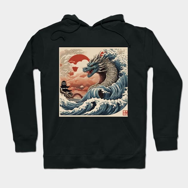 giant serpent in the sea of japan Hoodie by cloudviewv2